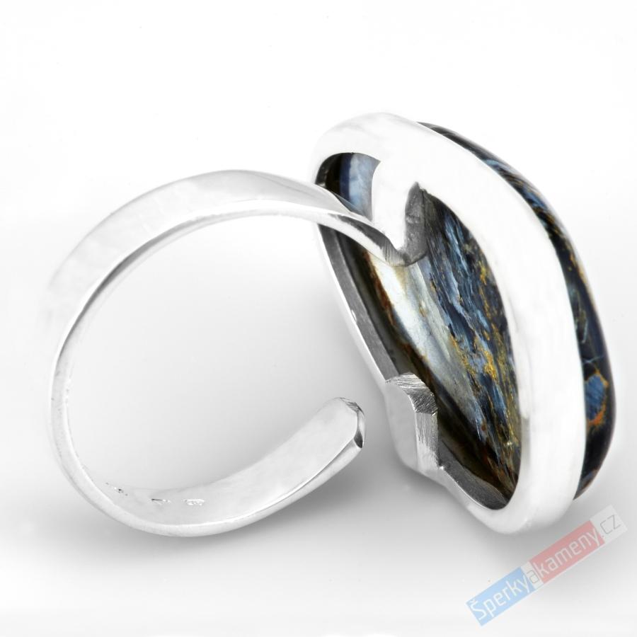 Unisex stříbrný prsten (Ag 925/1000) s pietersitem QA, vel. kamene cca 31 x 21 mm, RARITA (PS9081R)