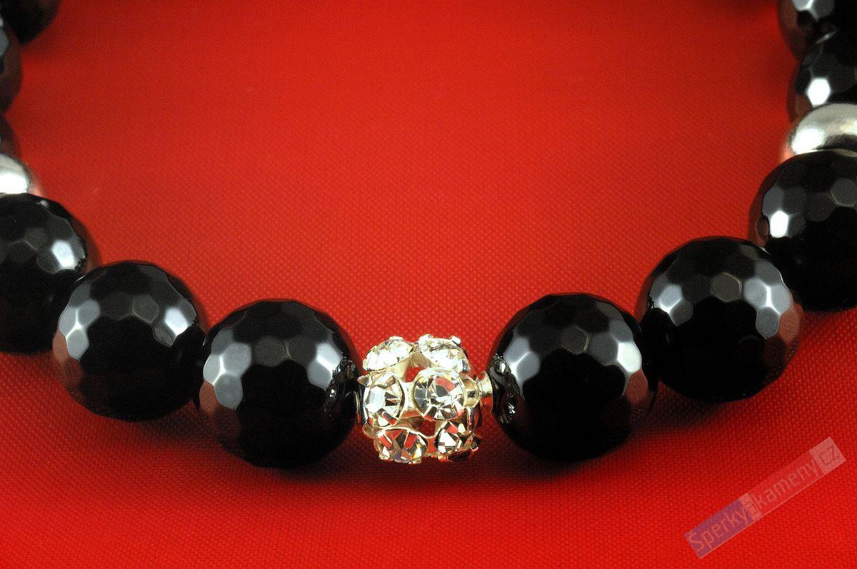 Náramek z broušeného onyxu "hvězdy nad Avalonem" (ON141NS)