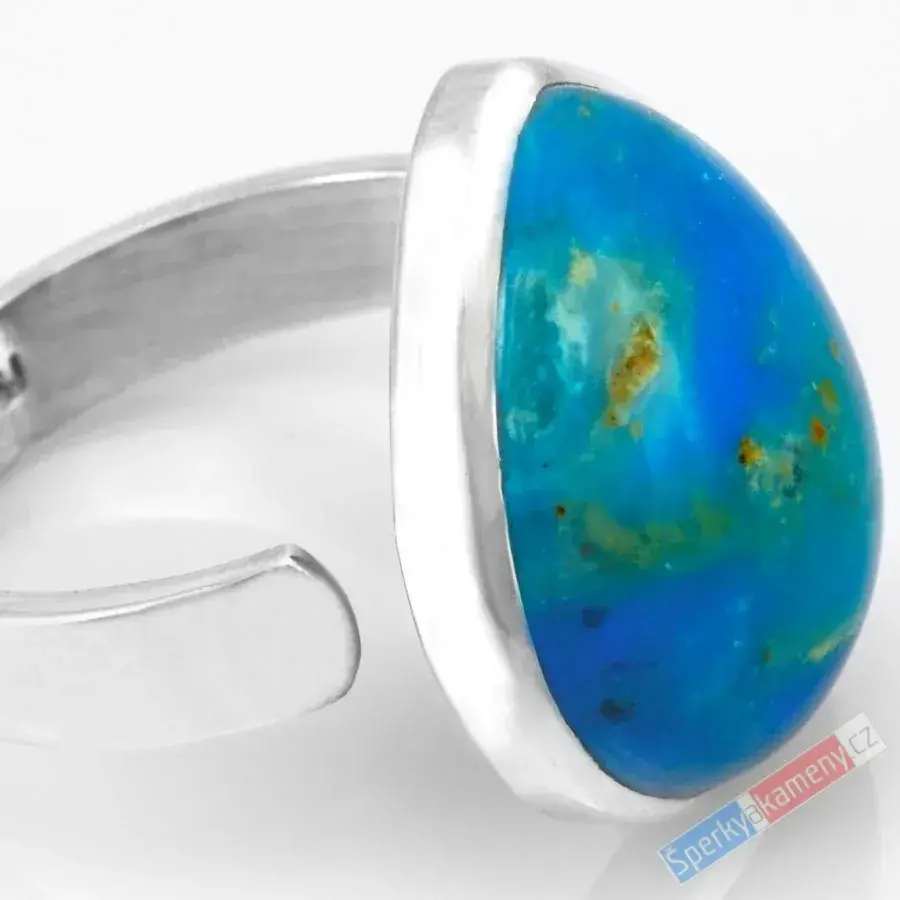 Stříbrný prsten (Ag 925/1000) s modrým peruánským opálem QAA, vel. kamene cca 21 x 17 mm, RARITA (OPE1217R)