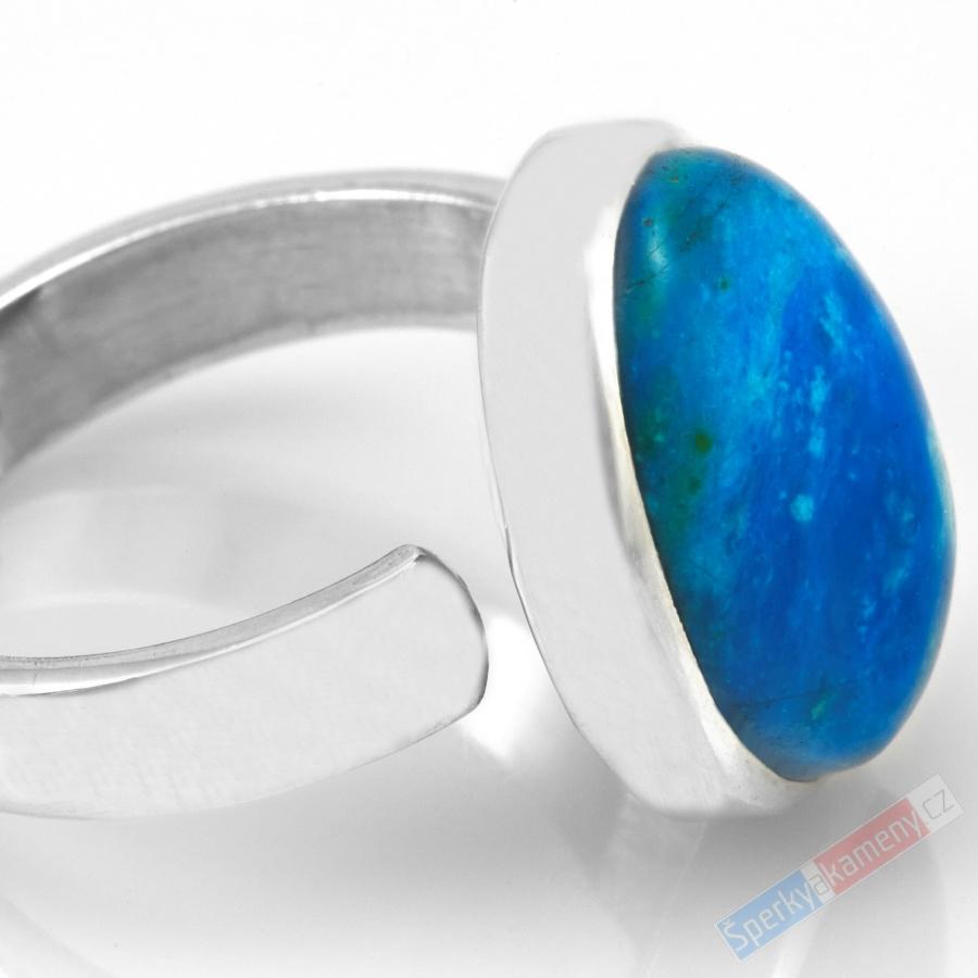 Stříbrný prsten (Ag 925/1000) s modrým peruánským opálem QAA, vel. kamene cca 19 x 14 mm, RARITA (OPE1218R)