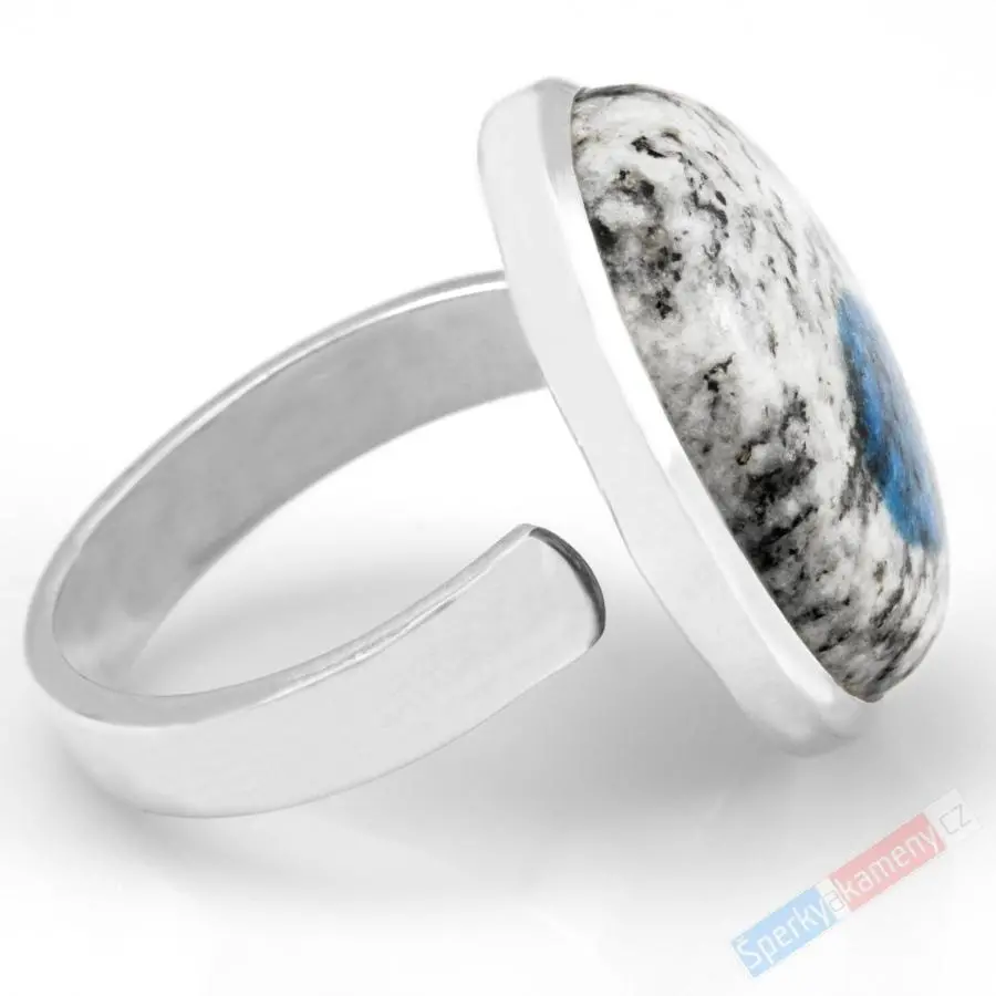Stříbrný prsten (Ag 925/1000) s azuritem v granitu K2, QA, vel. kamene cca 23 x 19 mm, RARITA (K25445R) SLEVA 27%=457 Kč