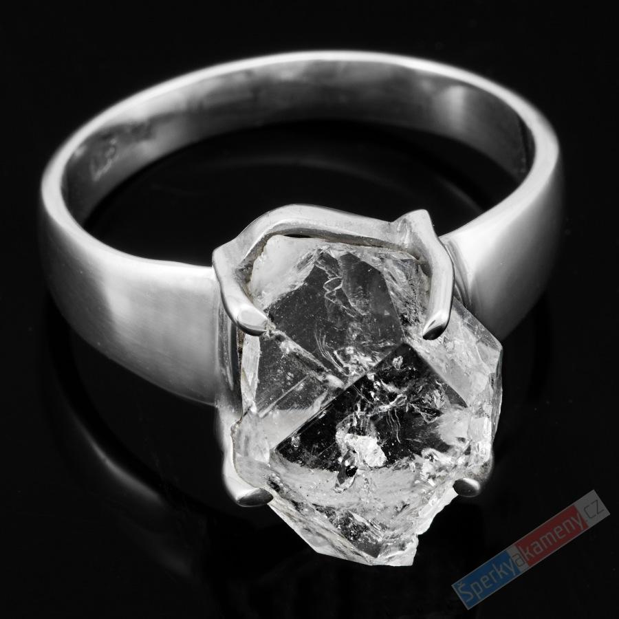 Stříbrný prsten (Ag 925/1000) s křišťálem Herkimer QA, vel. kamene cca 14 x 11 mm, POUZE VELIKOST 56, RARITA (KRH9075R)