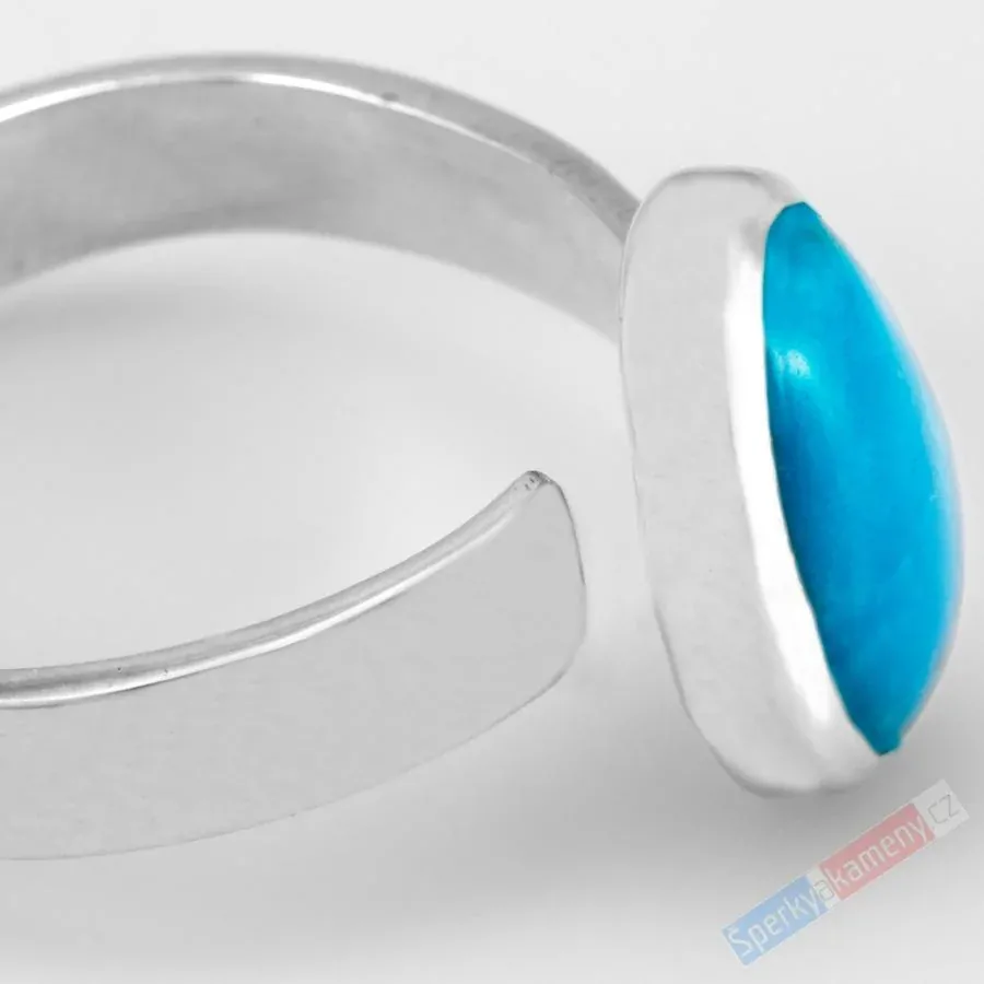 Stříbrný prsten (Ag 925/1000) s arizonským tyrkysem QA, vel. kamene cca 14 x 10 mm, RARITA (TYS6053R)