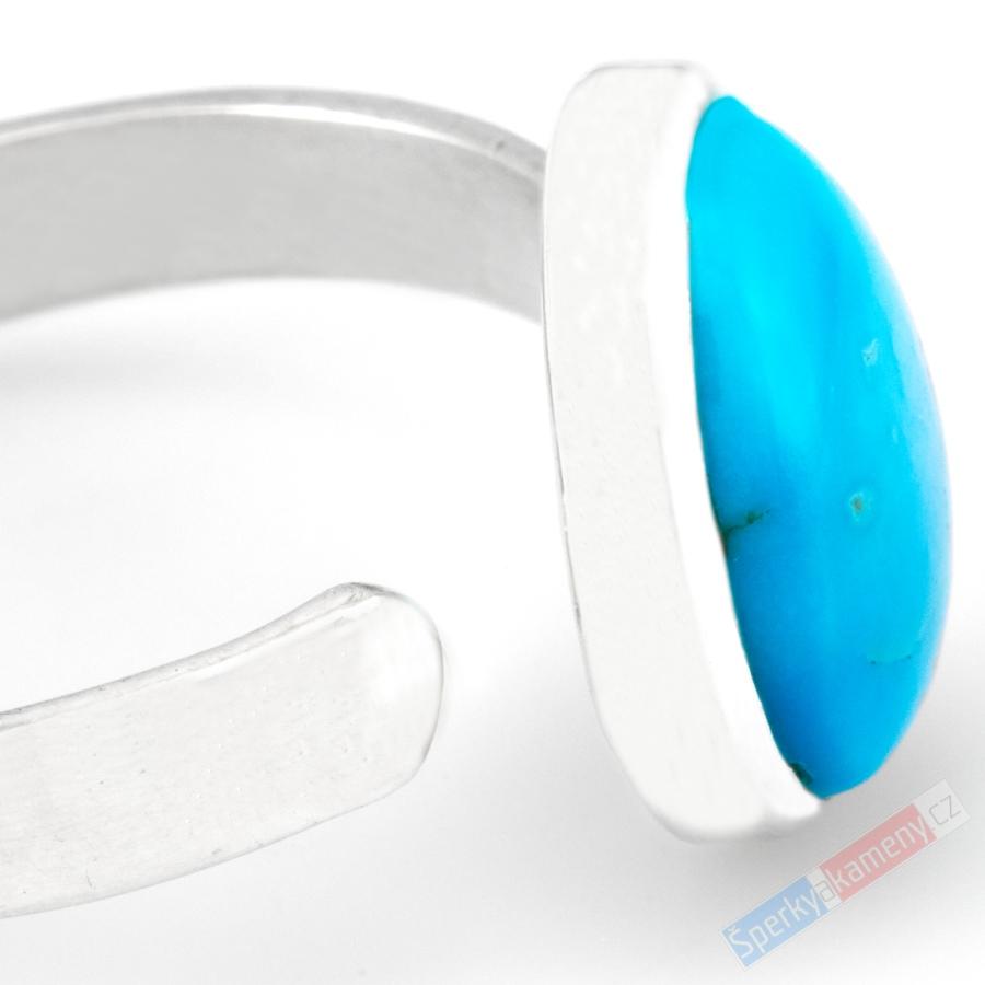 Stříbrný prsten (Ag 925/1000) s arizonským tyrkysem QA, vel. kamene cca 16 x 12 mm, RARITA (TYS6054R)