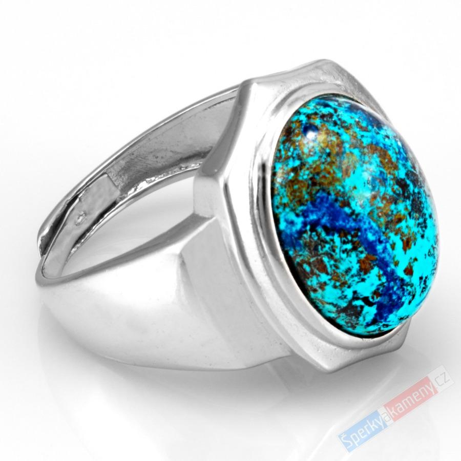 Unisex stříbrný prsten (Ag 925/1000) se šatukitem QA, vel. kamene  se stříbrným zasazením cca 21 x 17 mm, RARITA (SH7866R)