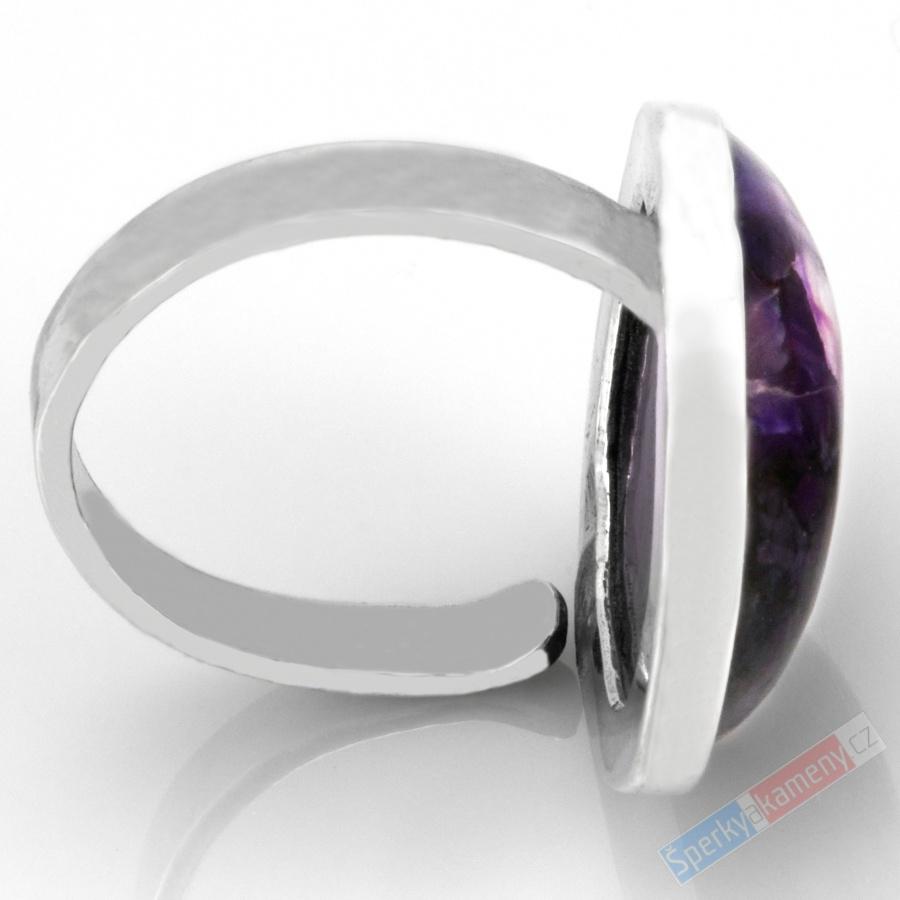 Velký stříbrný prsten (Ag 925/1000) se sugilitem QAA, vel. kamene cca 23 x 18 mm, krásná barva, RARITA (SG2292R)