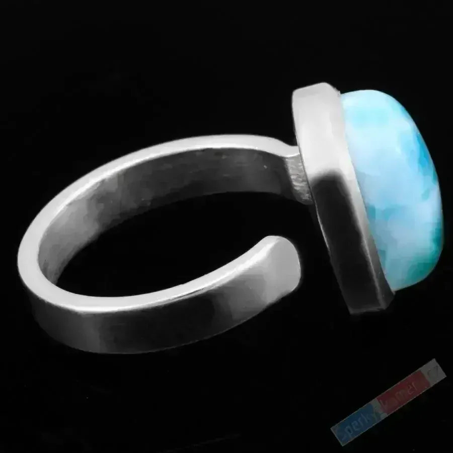 Stříbrný prsten (Ag 925/1000) s larimarem QA, vel. kamene cca 17 x 13 mm, krásná kresba RARITA (LR1088R) SLEVA 20%=558 Kč