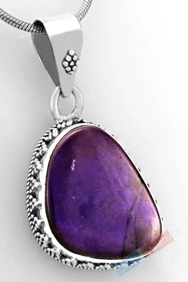 Stříbrný přívěsek (Ag 925/1000) se sugilitem QA, cca 21 x 18 mm, krásná barva, RARITA (SG1213P)