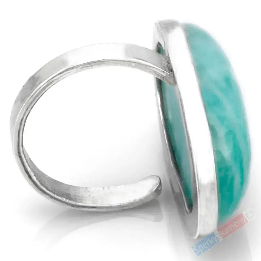Velký stříbrný prsten (Ag 925/1000) s amazonitem z Peru QA, vel. kamene cca 28 x 18 mm (AIT2662R)