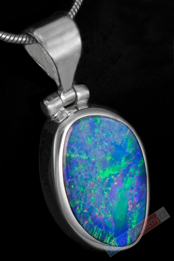 Stříbrný přívěsek (Ag 925/1000) s drahým australským opálem QAA, cca 18 x 12 mm, RARITA (ODR2238P)