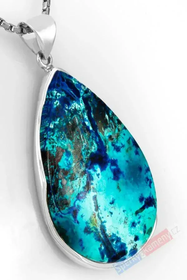 Větší stříbrný přívěsek (Ag 925/1000) se šatukitem QA, kapka cca 44 x 29 mm, "korálový útes", RARITA (SH1636P)