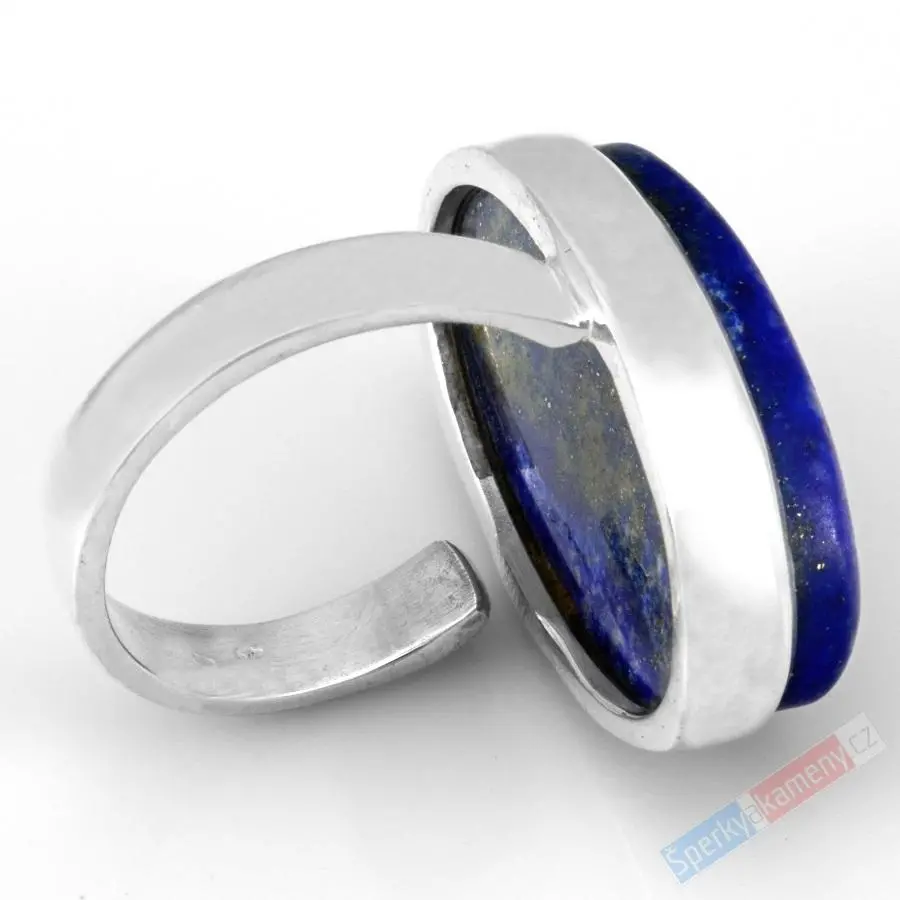 Velký stříbrný prsten (Ag 925/1000) s lapisem lazuli QA, vel. kamene cca 30 x 18 mm (LL6052R)