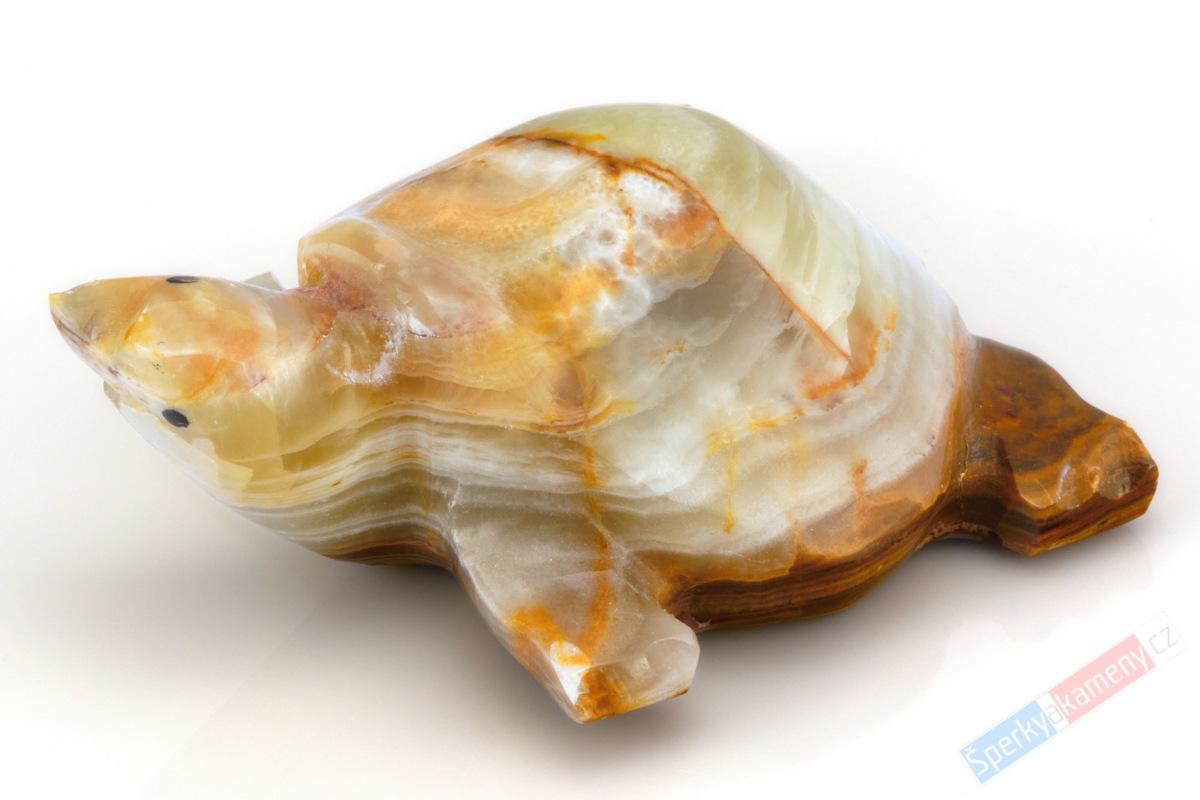 Figurka želvy z aragonitu, cca 65 x 79 x 33 mm (AG1094F)