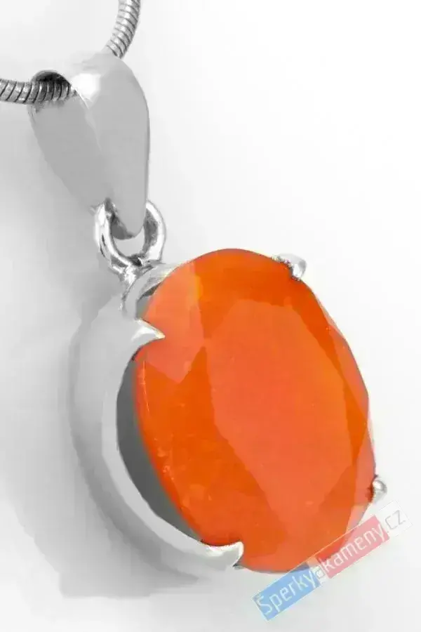Stříbrný přívěsek (Ag 925/1000) s broušeným karneolem QA, ovál cca 18 x 14 mm, "vitalita, energie a štěstí" (KA1937P)