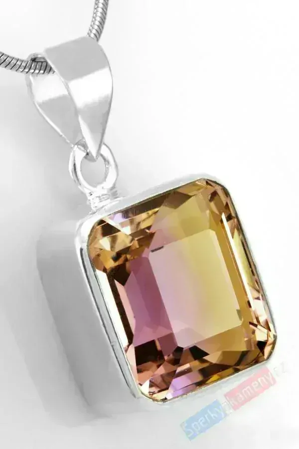 Unisex stříbrný přívěsek (Ag 925/1000) s broušeným ametrínem QAA, cca 18 x 16 mm, "krása zapadajícího slunce", RARITA (AC2118P)
