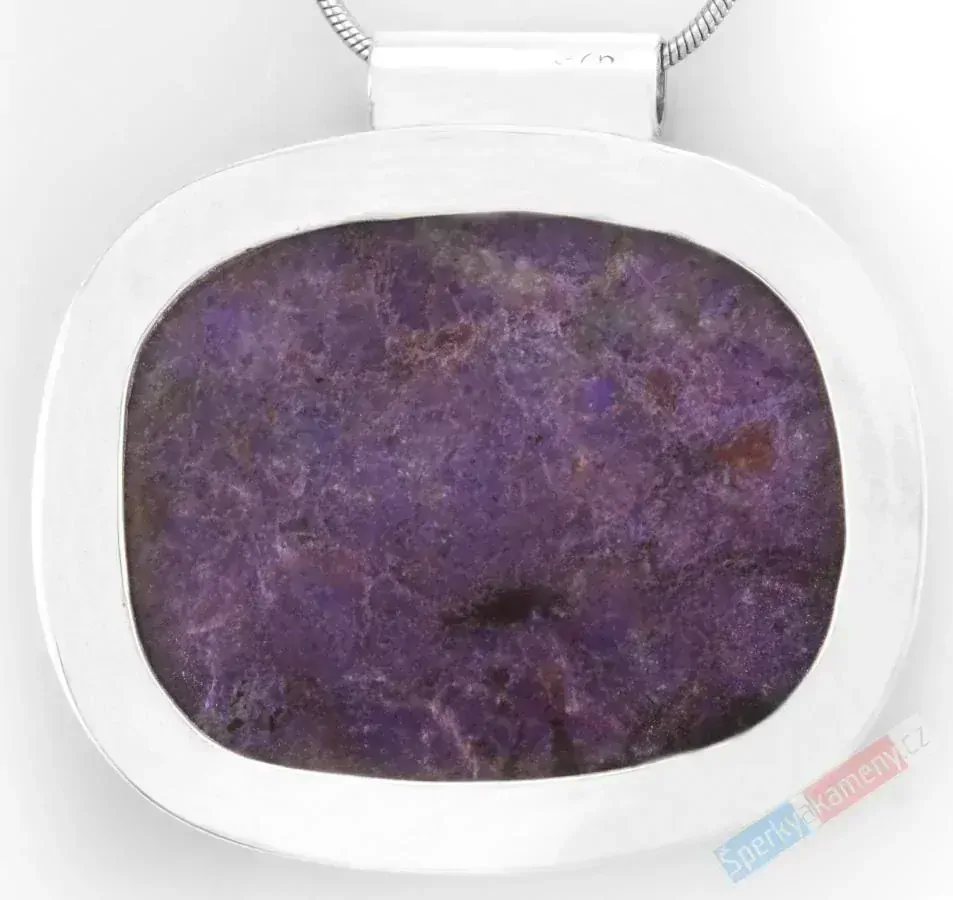 Větší stříbrný přívěsek (Ag 925/1000) se sugilitem QA, ovál cca 35 x 43 mm, RARITA (SG3376P)