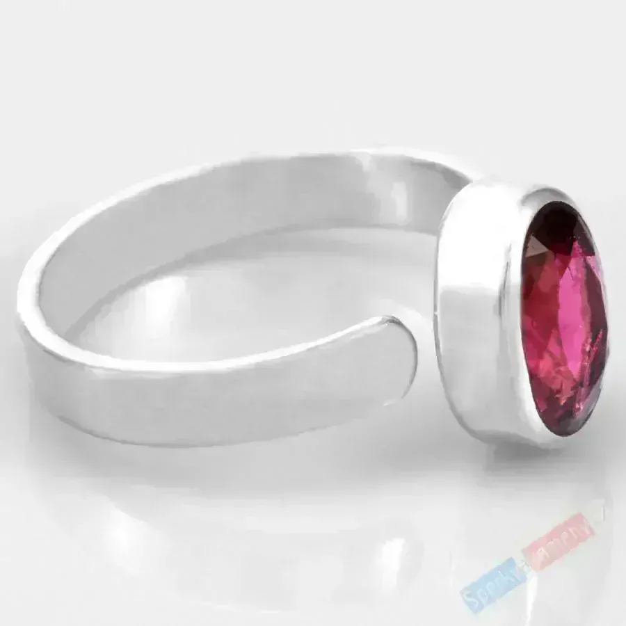 Stříbrný prsten (Ag 925/1000) s broušeným turmalínem rubelitem QAA, vel. kamene cca 12 x 9 mm, krásná barva (RB1936R)