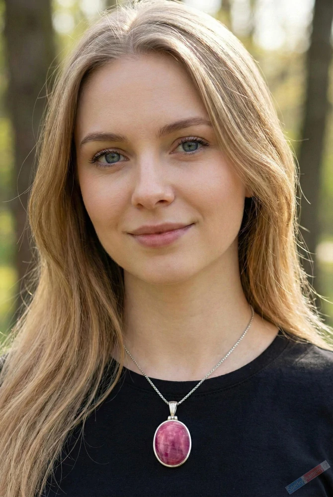 Stříbrný přívěsek (Ag 925/1000) s rubínem QAA, ovál cca 32 x 26 mm (RU3026P)
