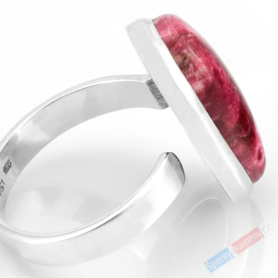 Stříbrný prsten (Ag 925/1000) s thulitem QAA, vel. kamene cca 25 x 14 mm, RARITA (THL6052R)