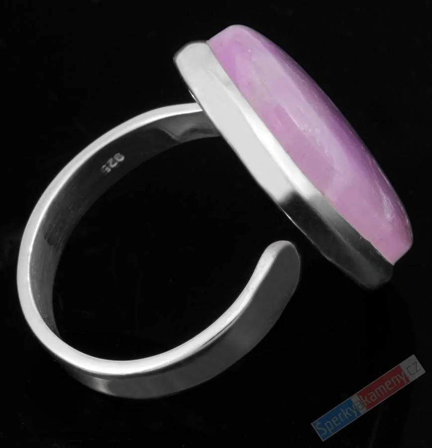 Stříbrný prsten (Ag 925/1000) s kunzitem QAA, vel. kamene cca 29 x 19 mm, nádherná sytá barva, RARITA (KT1213R)
