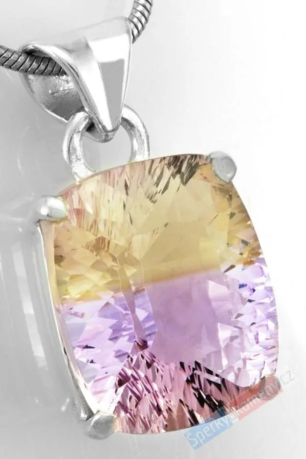 Stříbrný přívěsek (Ag 925/1000) s broušeným ametrínem QAA, cca 16 x 13 mm, nádherný brus, "krása zapadajícího slunce", RARITA (AC2178P)