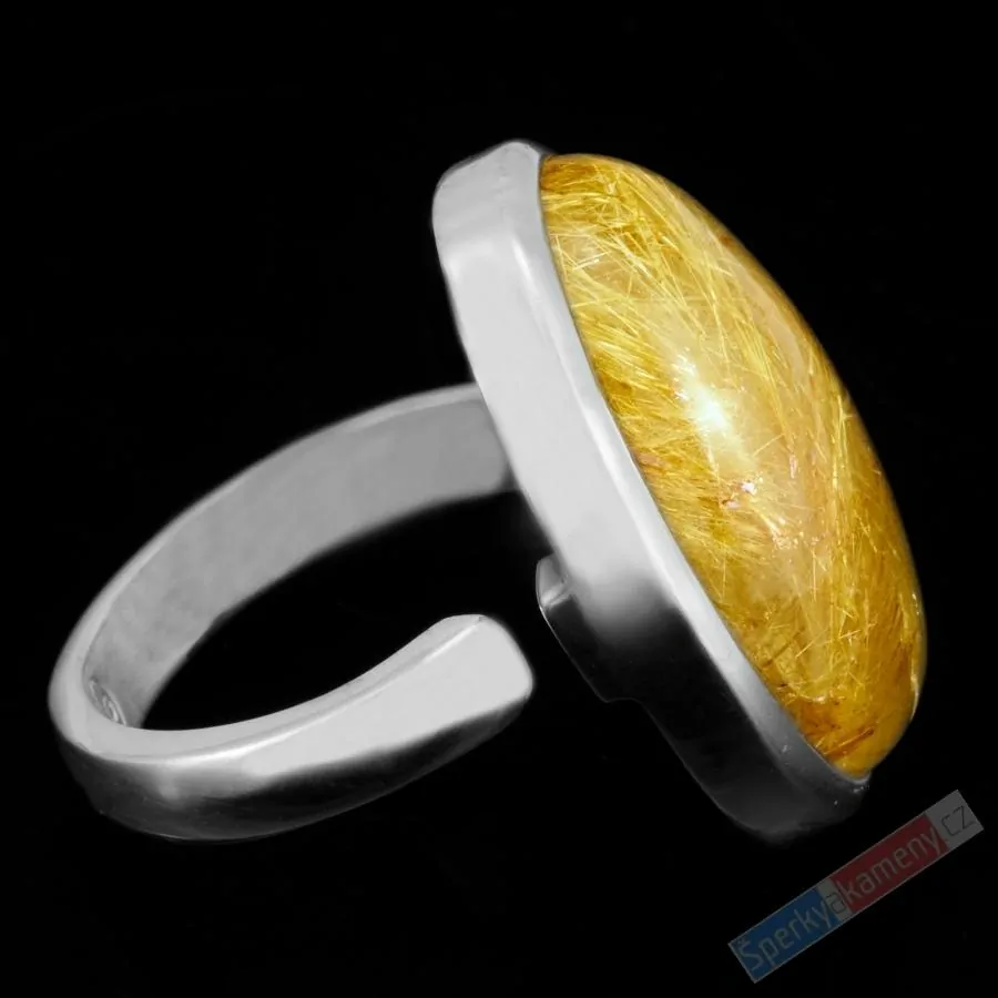 Stříbrný prsten (Ag 925/1000) se sagenitem QAA, vel. kamene cca 27 x 18 mm, RARITA (KRS1518R)