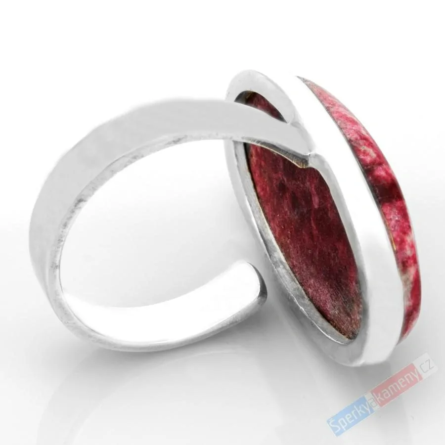 Stříbrný prsten (Ag 925/1000) s thulitem QAA, vel. kamene cca 29 x 17 mm, RARITA (THL7867R)