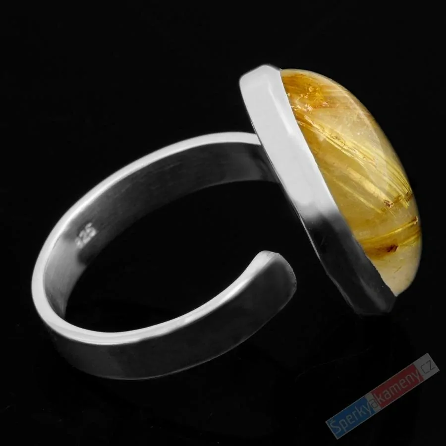 Stříbrný prsten (Ag 925/1000) se sagenitem QAA, vel. kamene cca 24 x 16 mm, RARITA (KRS8471R)
