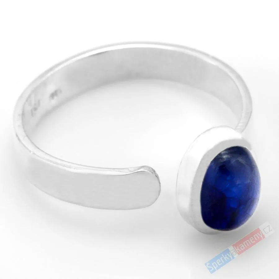 Stříbrný prsten (Ag 925/1000) se safírem QA, vel. kamene cca 10 x 8 mm (SFF7865R)