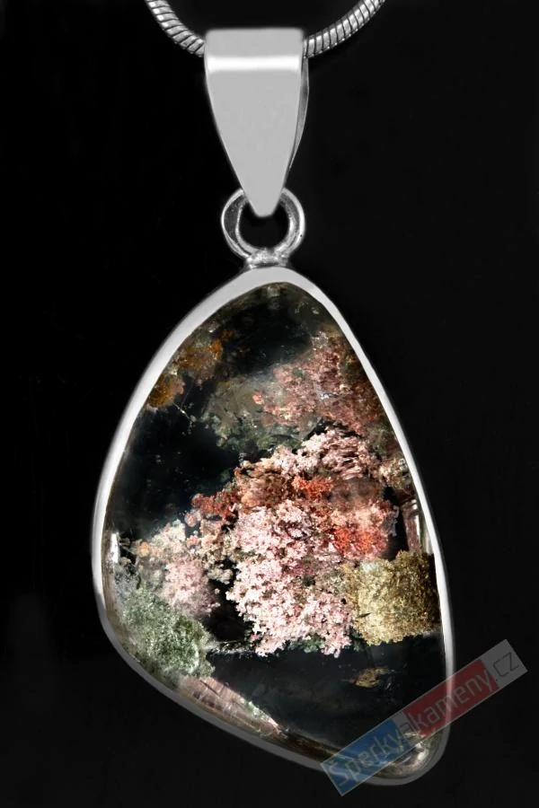 Unisex stříbrný přívěsek (Ag 925/1000) s lodolitem QA, cca 31 x 20 mm, "korálový svět", RARITA (LO9081P)