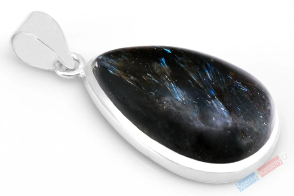 Stříbrný přívěsek (Ag 925/1000) s nummitem QA, kapka cca 31 x 21 mm, RARITA (NT5143P)