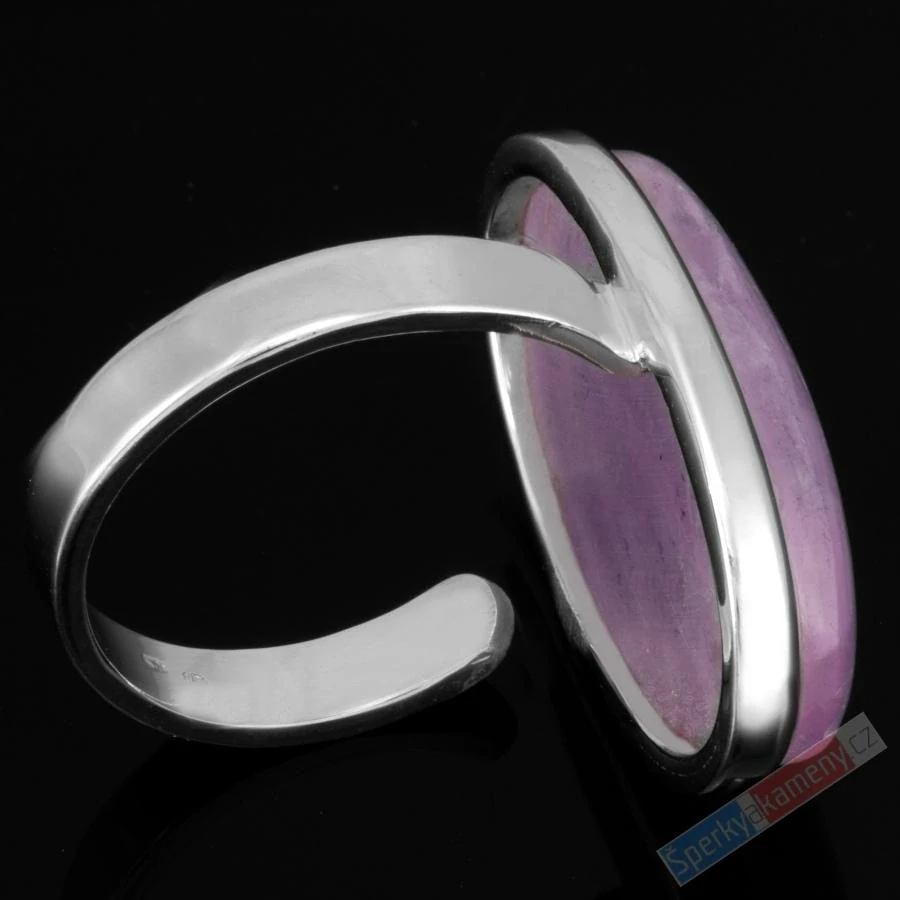 Velký stříbrný prsten (Ag 925/1000) s kunzitem QAA, vel. kamene cca 31 x 18 mm, nádherná sytá barva, RARITA (KT1216R)