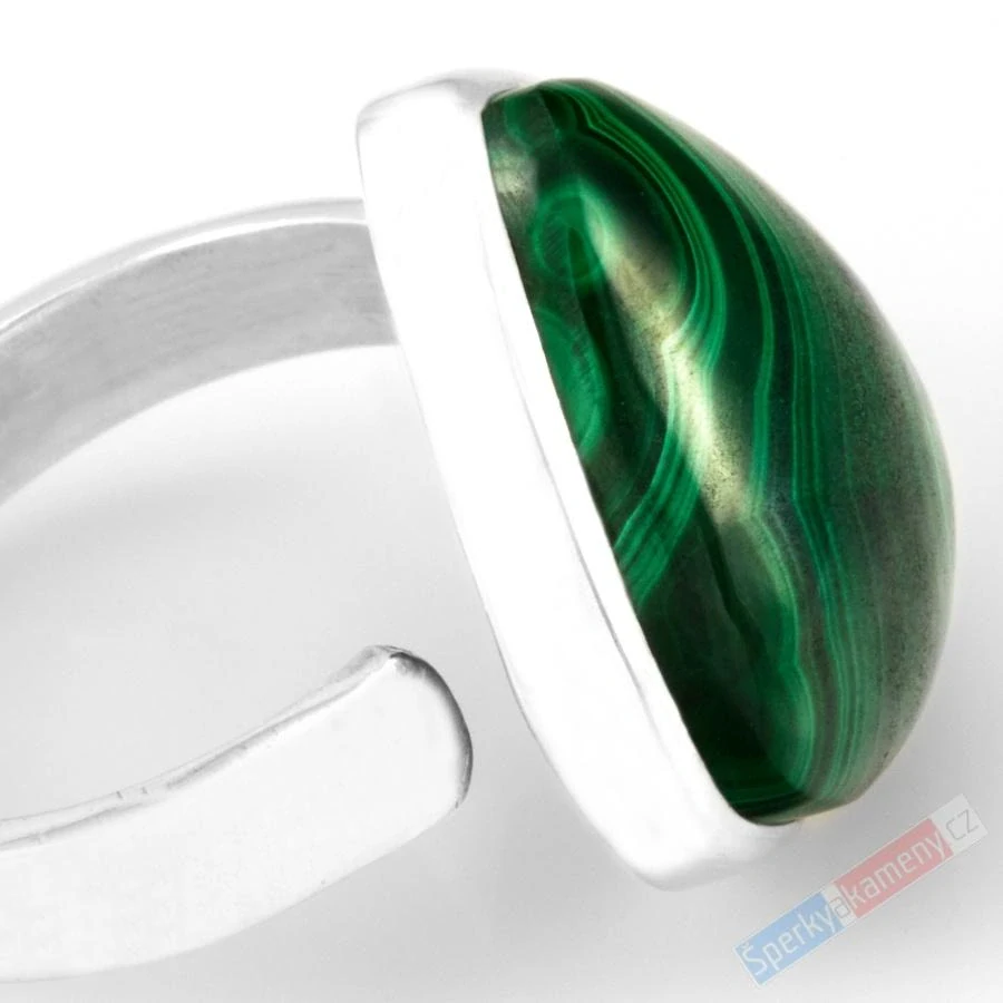 Stříbrný prsten (Ag 925/1000) s malachitem QA, vel. kamene cca 22 x 19 mm (MA6057R)