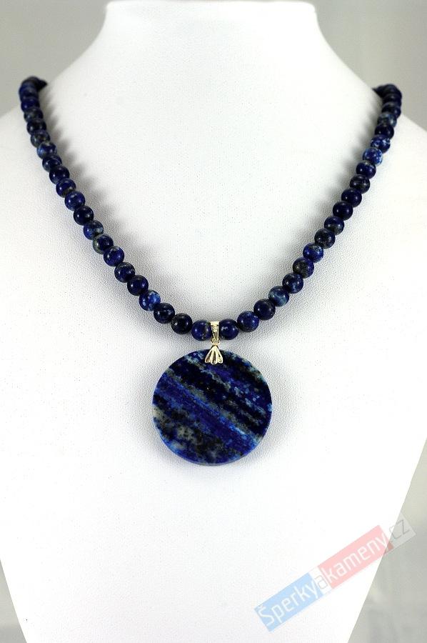 Náhrdelník z lapisu lazuli QA "modrá hlubina", kuličky cca 4 mm (LL350S)