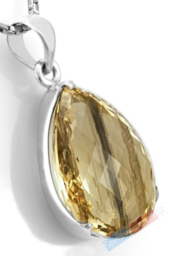 Stříbrný přívěsek (Ag 925/1000) s broušeným skapolitem QAA, kapka cca 27 x 19 mm, RARITA (SK2117P)