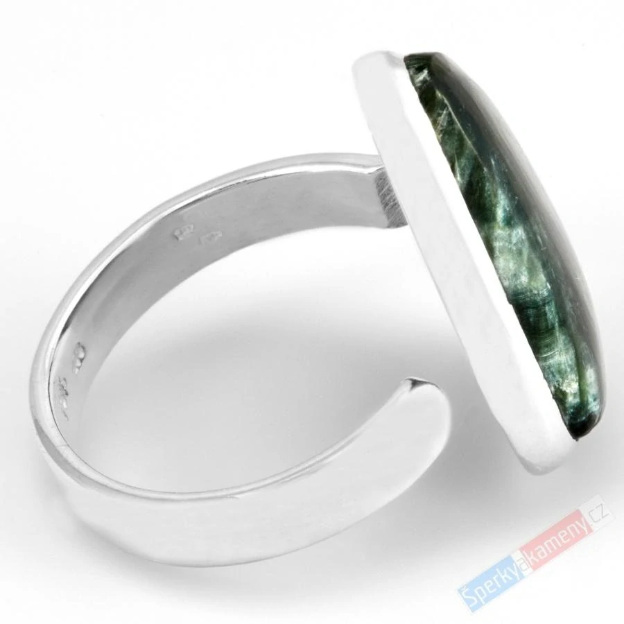 Stříbrný prsten (Ag 925/1000) se serafinitem QAA, vel. kamene cca 26 x 18 mm, RARITA (SF7268R) 