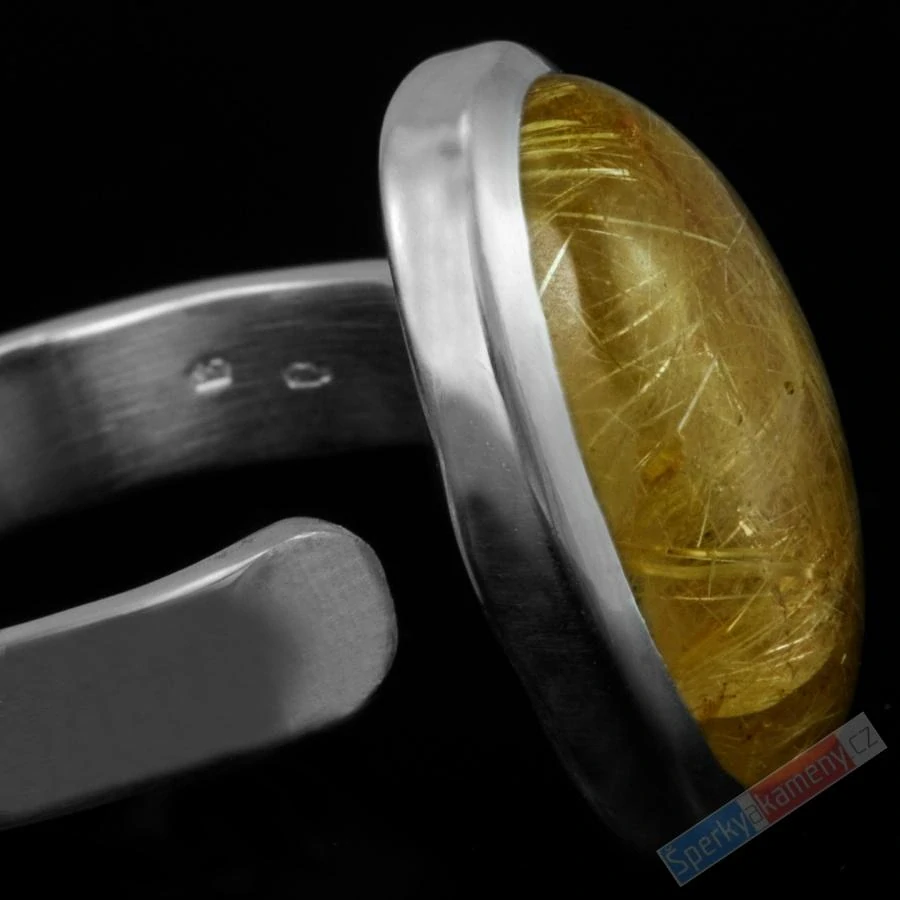 Stříbrný prsten (Ag 925/1000) se sagenitem QAA, vel. kamene cca 19 x 12 mm, RARITA (KRS6051R)
