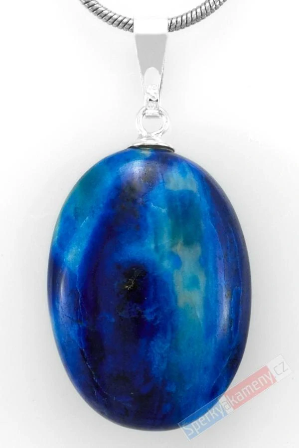 Unisex přívěsek z afghanitu QA, ovál cca 24 x 17 mm, stříbro Ag 925/1000, "andělská energie", RARITA (AFT4537P)