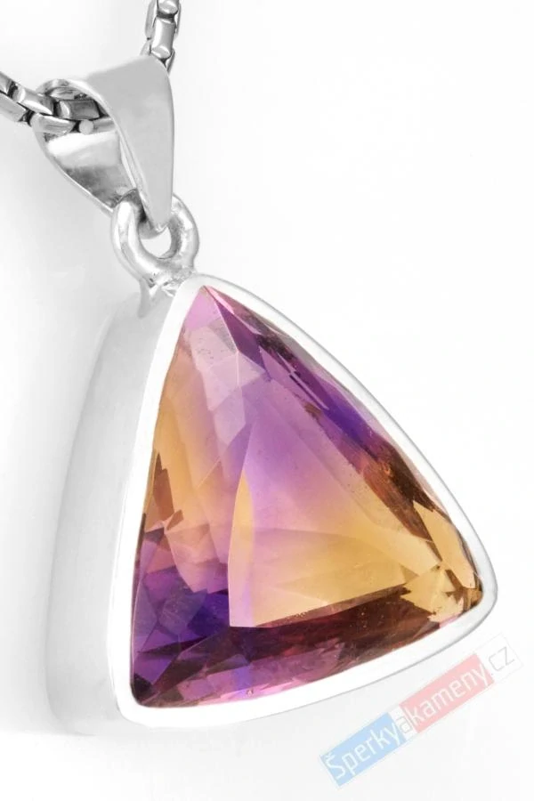 Unisex stříbrný přívěsek (Ag 925/1000) s broušeným ametrínem QAA, cca 23 x 23 mm, "krása zapadajícího slunce", RARITA (AC2662P)