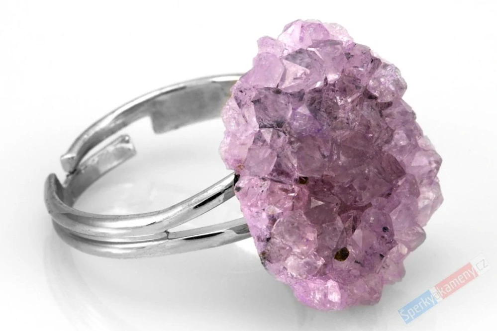 Prsten z drůzy světlejšího ametystu QA, vel. kamene cca 19 x 16 mm (AM1513R)