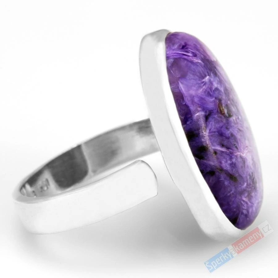 Velký stříbrný prsten (Ag 925/1000) s čaroitem QAA, vel. kamene cca 24 x 19 mm (CA9085R)