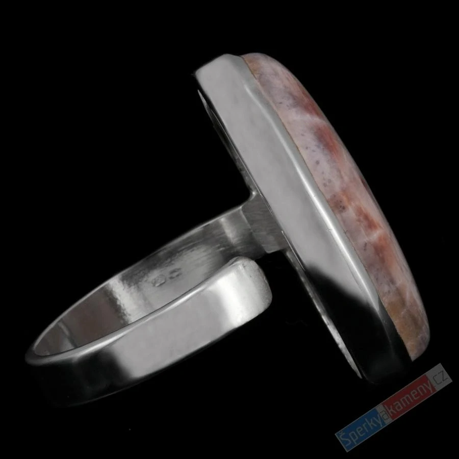 Velký stříbrný prsten (Ag 925/1000) s růžovo-béžovým larimarem QA, vel. kamene cca 28 x 18 mm, RARITA (LRR1515R)