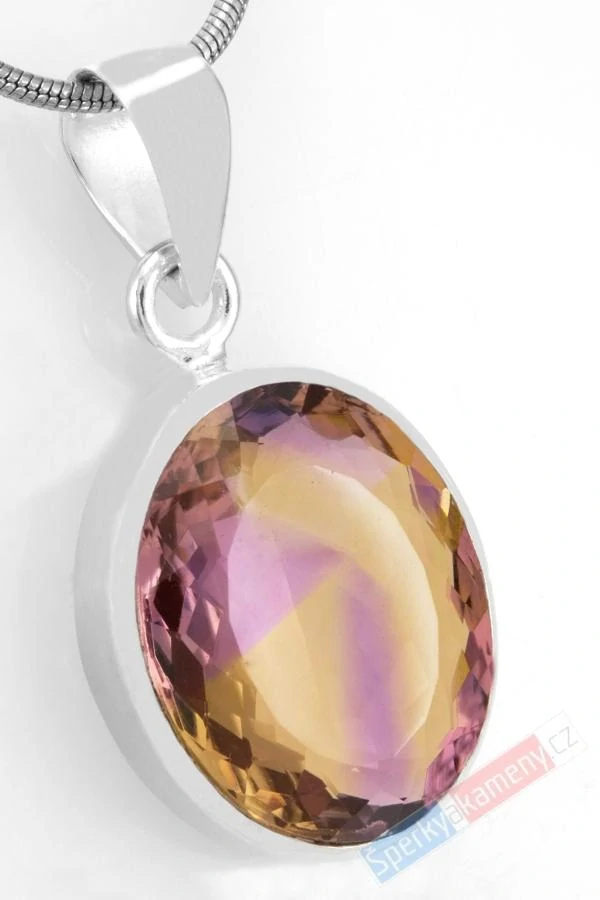 Unisex stříbrný přívěsek (Ag 925/1000) s broušeným ametrínem QAA, ovál cca 19 x 16 mm, "krása zapadajícího slunce", RARITA (AC2120P)