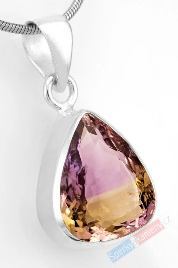 Unisex stříbrný přívěsek (Ag 925/1000) s broušeným ametrínem QAA, kapka cca 17 x 14 mm, "krása zapadajícího slunce", RARITA (AC1816P)