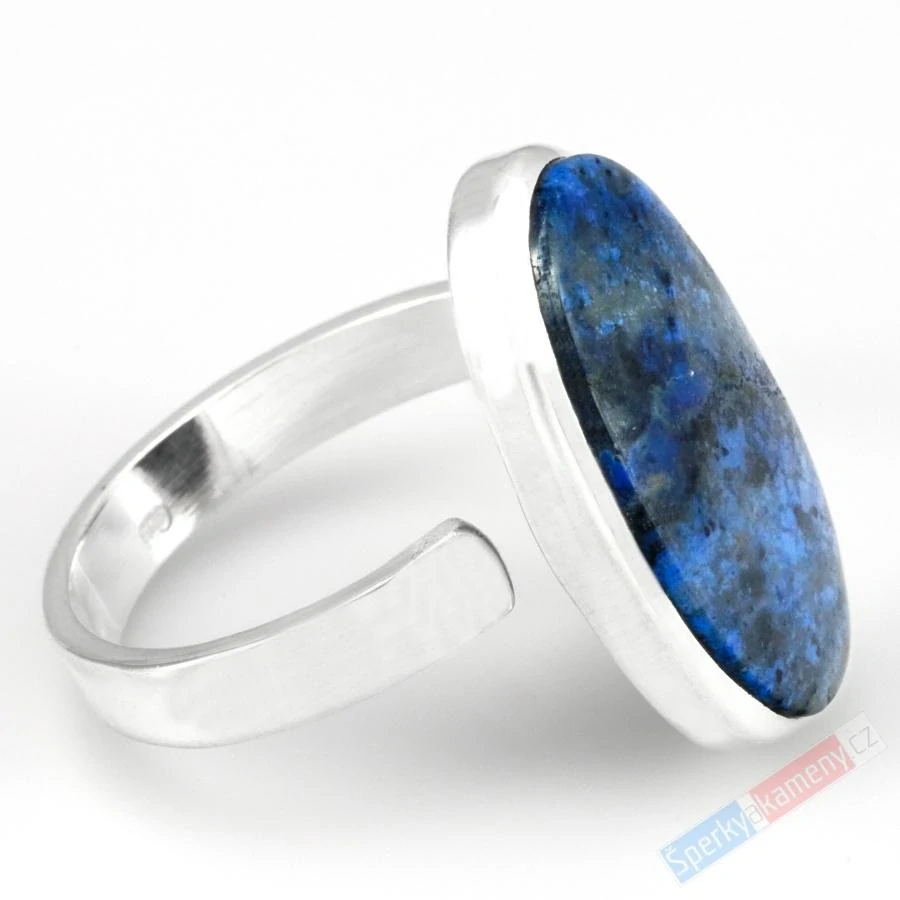 Stříbrný prsten (Ag 925/1000) s dumortieritem QA, vel. kamene cca 25 x 14 mm (DM6053R)