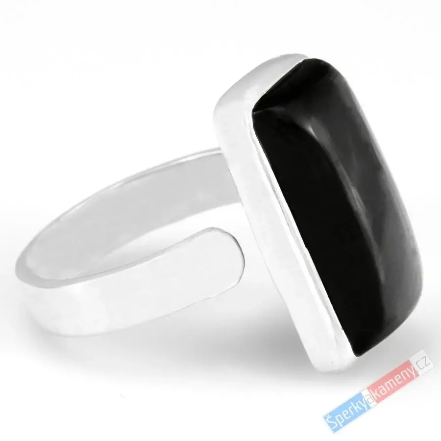 Unisex stříbrný prsten (Ag 925/1000) s turmalínem skorylem QA, vel. kamene cca 22 x 13 mm, "ochrana proti negativní energii" (TU6054R)