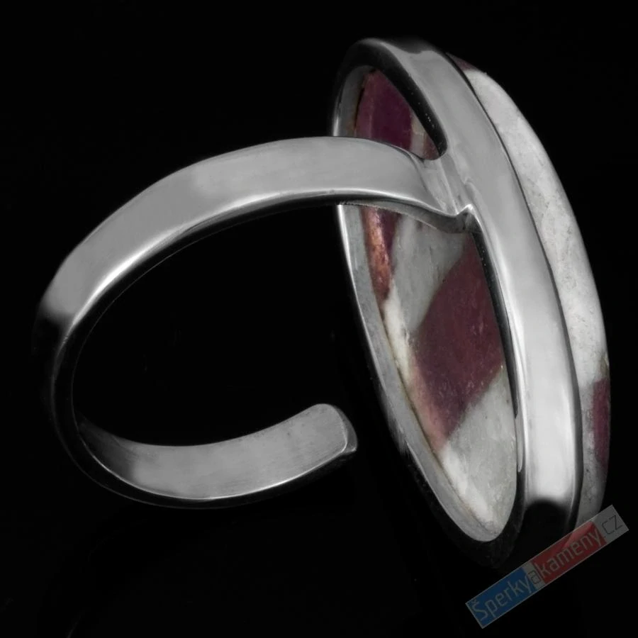 Velký stříbrný prsten (Ag 925/1000) s rubelitem v pegmatitu QAA, vel. kamene cca 33 x 19 mm (RB9081R) 