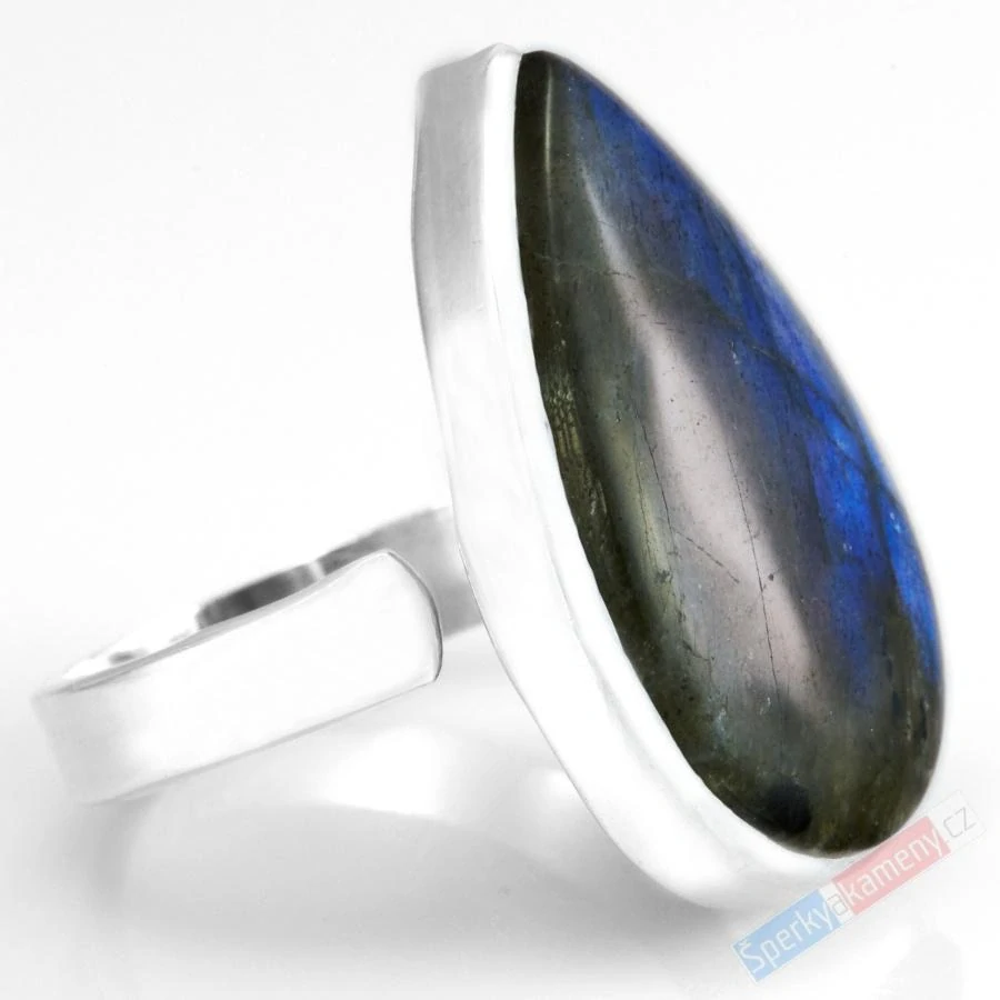 Stříbrný prsten (Ag 925/1000) s labradoritem QAA, vel. kamene cca 28 x 18 mm (LB6055R)