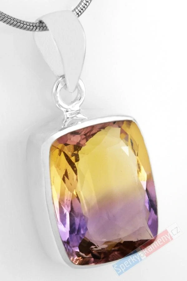 Unisex stříbrný přívěsek (Ag 925/1000) s broušeným ametrínem QAA, cca 19 x 16 mm, "krása zapadajícího slunce", RARITA (AC4001P)