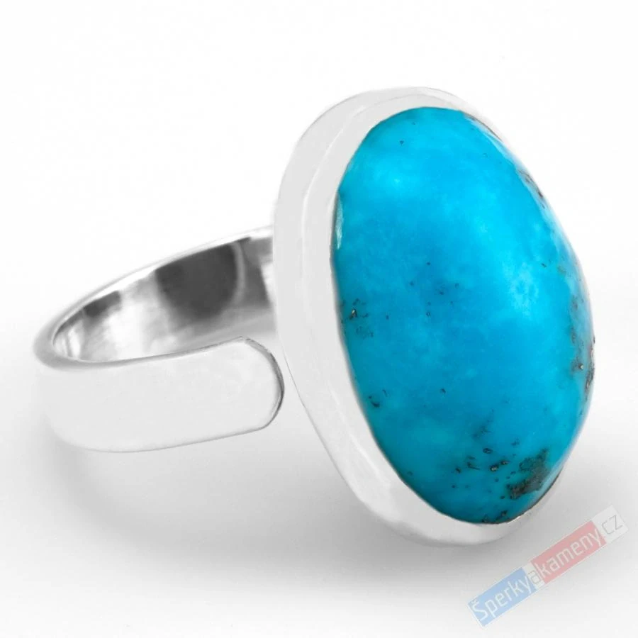 Stříbrný prsten (Ag 925/1000) s arizonským tyrkysem QA, vel. kamene cca 21 x 15 mm, RARITA (TYS1226R)